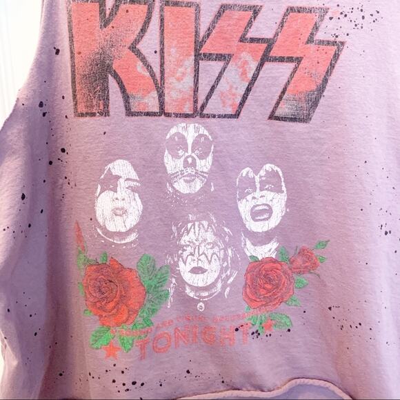 Recycled Karma Purple Distressed KISS Muscle Tank Small - Picture 5 of 6